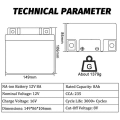 12V 8Ah motorcycle battery