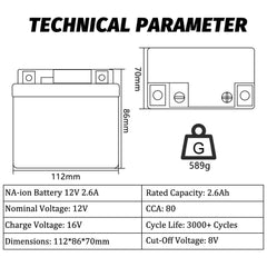 12V 2.6ah motorcycle battery
