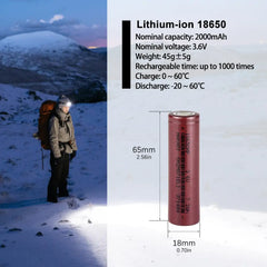 18650 3.7V 2000mAh NMC Rechargeable 3C -5C Discharge Rate Power Battery Cells