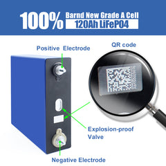 HIGEE 3.2V 120Ah 4PCS Rechargeable Lifepo4 Battery Cell For DIY 12V 24V 48V 120Ah Battery Pack Solar Energy Storage System