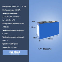 CATL 3.7V 153Ah NMC lithium Battery Cell 2000+cycle life Rechargeable For DIY 12V 24V 48V Solar Energy System