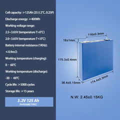 CALB-3.2V 125Ah 4PCS LiFePO4 Battery Cells Cycle life 5000+Rechargeable for solar energy storage diy pack and Golf cart power wall