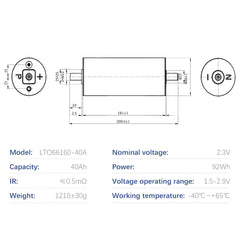 Grade B LTO Yinlong 2.3V 40Ah Battery Cycle life 25000+ Cells For -50 ° low temperature discharge Car audio DIY Battery Pack 12V 24V 48V