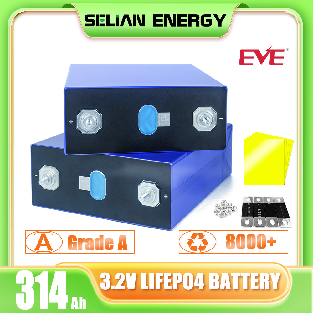 Grade A EVE 314Ah MB31 LiFePO4 3.2V Cell Rechargeable LFP Prismatic Battery Cells For DIY 12V 24V 48V Pack Solar Energy Storage