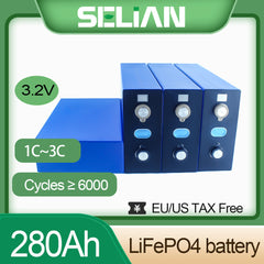 HIGEE 3.2V 280Ah Lifepo4 Rechargeable Battery Cell 6000+Cycle Life For DIY 12V 24V 48V Battery Pack Solar Energy Storage symstem