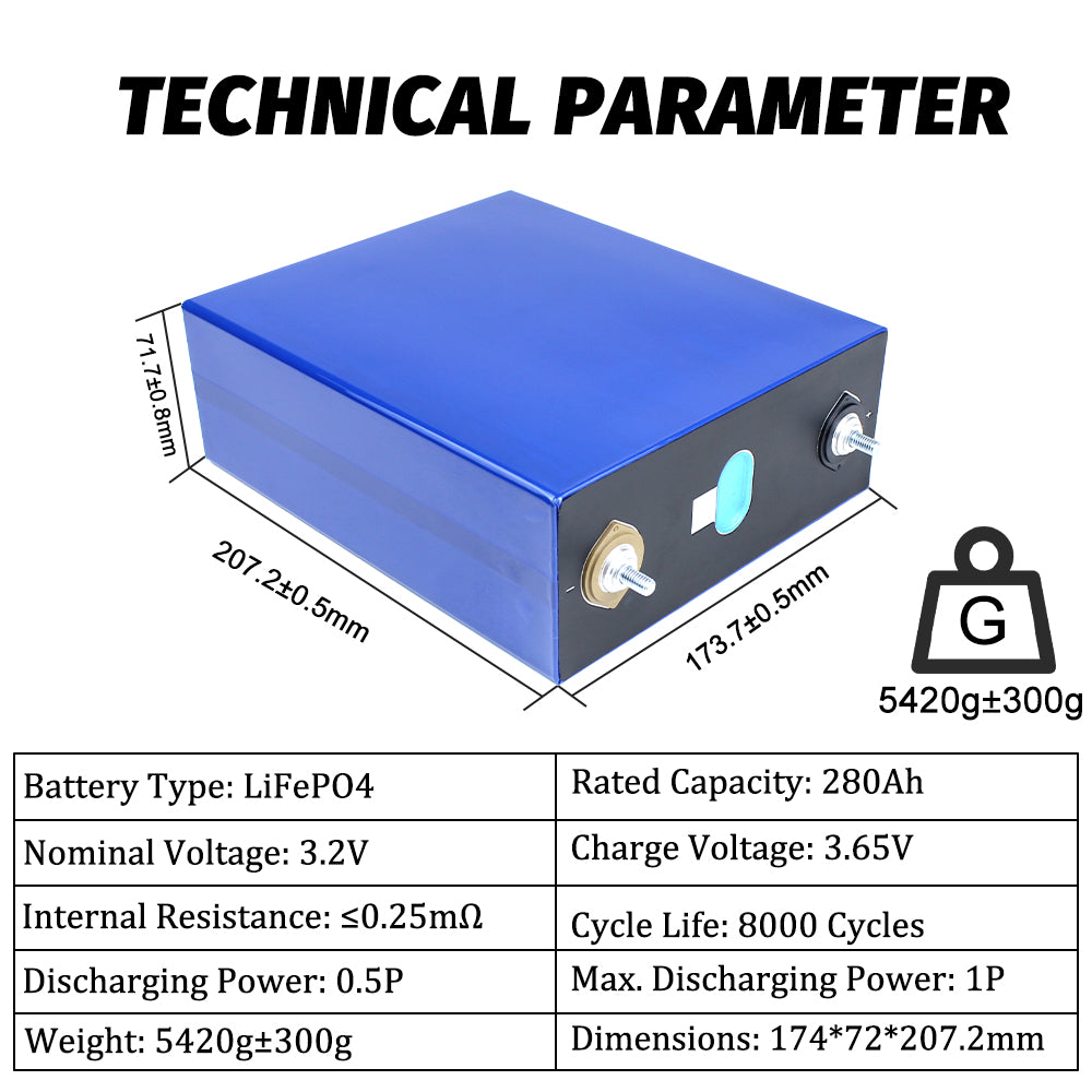 EU/US STOCK EVE LF280K Grade A Cells LiFePO4 280Ah Brand New Rechargeable Battery Cycle 6000+ Life Cells