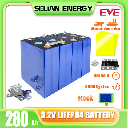 EU/US STOCK EVE LF280K Grade A Cells LiFePO4 280Ah Brand New Rechargeable Battery Cycle 6000+ Life Cells