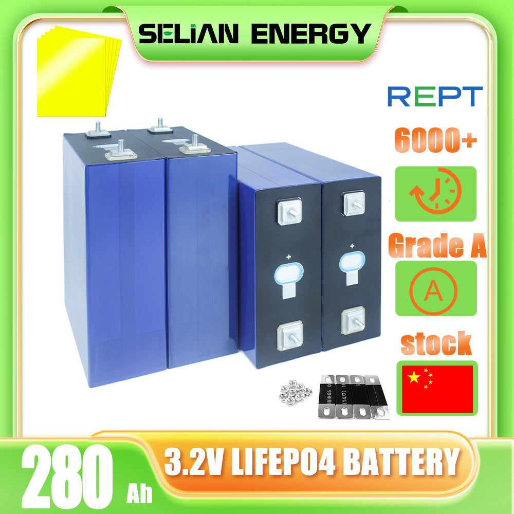 REPT 3.2V 280Ah Grade A Lifepo4 Prismatic lithium Batteries for Solar Energy Storage Pack RV EV Golf carts