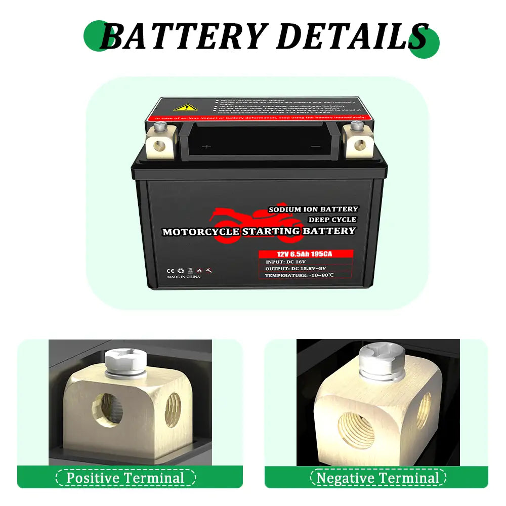 New Arrival 12V 7.8Ah 235CCA Sodium 18650 Na ion Batteries 3000 Times Motorcycle Starting Sodium-ion Battery Pack