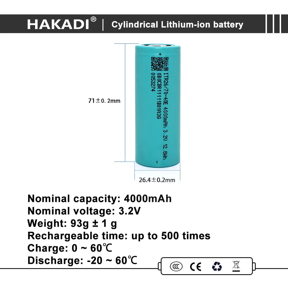 Lifepo4 26700 3.2V 4000mAh Rechargeable Battery 3C-5C Discharge For DIY 12V Battery Pack