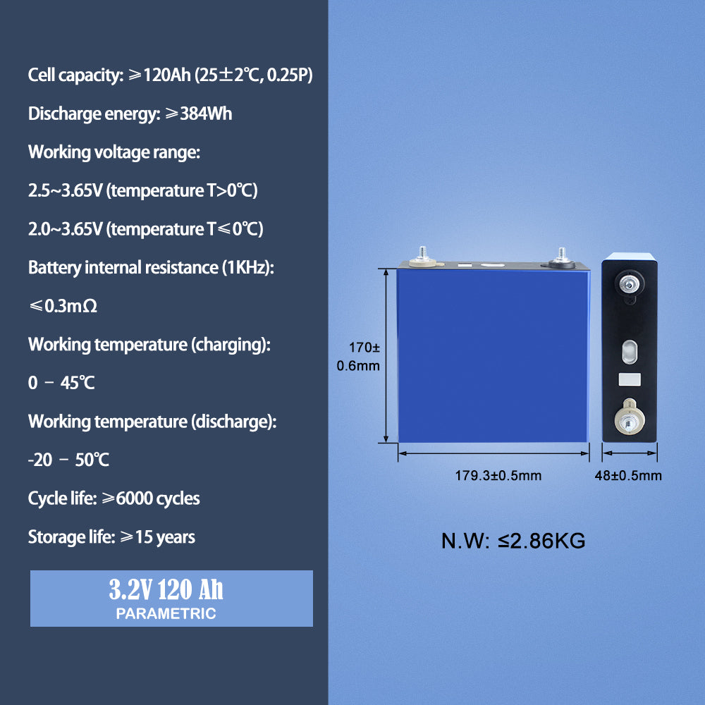 HIGEE 3.2V 120Ah 4PCS Rechargeable Lifepo4 Battery Cell For DIY 12V 24V 48V 120Ah Battery Pack Solar  Energy Storage System