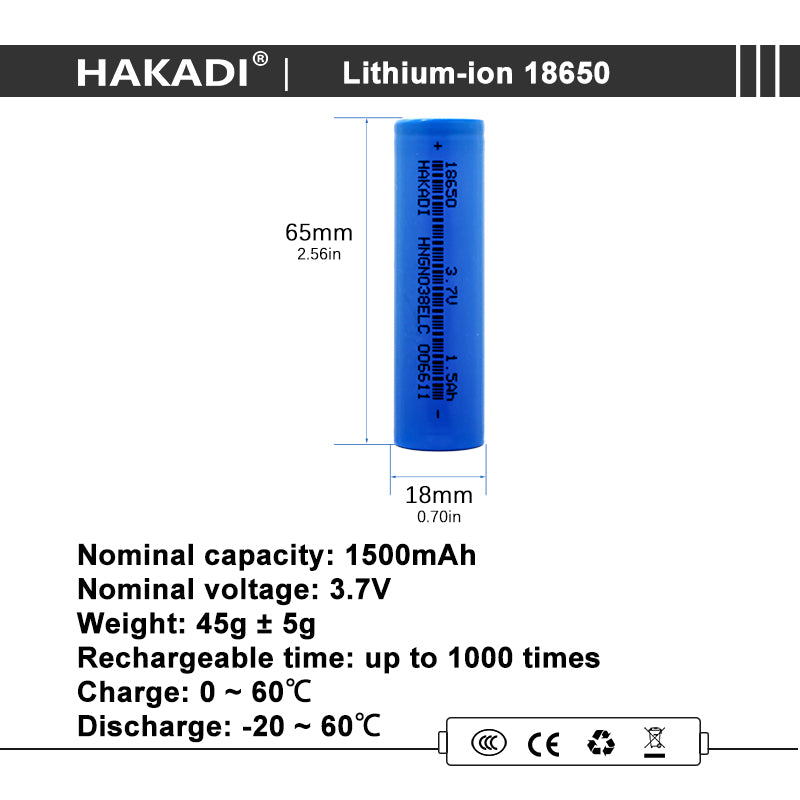 OEM 18650 3.7V 1500mah Rechargeable NMC Lithium-ion 15C High Rate Discharge Battery Cell for power tools flashlight