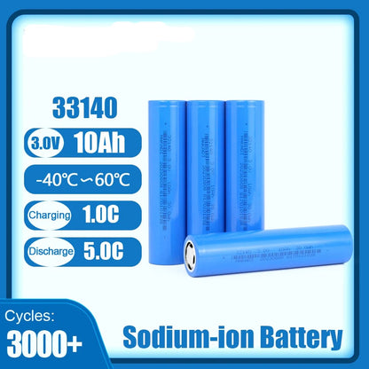 Sodium ion Battery 33140 3V 10Ah Na-ion Rechargeable Cell For cars RV EV electric bicycle