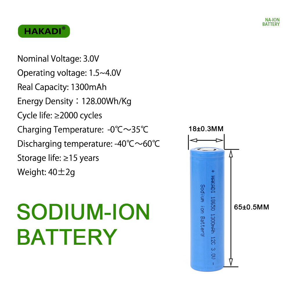 Selian Energy Rechargeable 18650 3V 1300mah Sodium-ion Batteries High Rate 12C Discharge For DIY 12V 24V 36V 48V Battery Pack