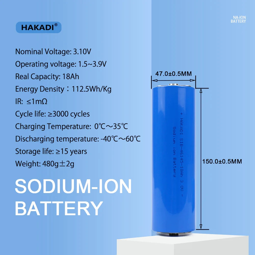 Sodium ion 3V Battery 18Ah Brand New Rechargeable Na-ion Batteries For Solar Energy Stoarge Boat Medical Equiment