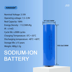 Sodium ion  battery 3V 18Ah