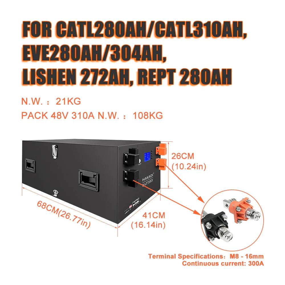 48V 16S LiFePo4 Battery BOX With Bluetooth 200A BMS Server Rack For Power Storage,Home Solar Energy,Marine Boat