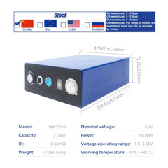 Sodium-ion battery 3V 210Ah Grade A Na Cell DIY 12V 24V 48V Battery Pack For Home Energy Storage