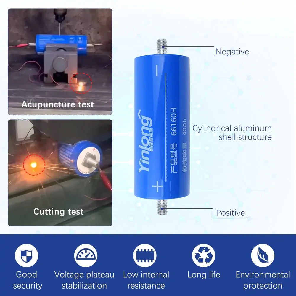 EU STOCK!Yinlong 40Ah LTO Cells Brand New Grade A Cylindrical Battery With QR Code 6-24PCS