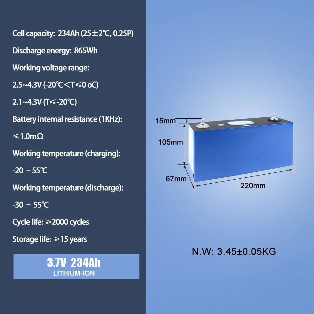 CATL-3.7V 234Ah NMC lithium Battery Cell 2000+cycle life Rechargeable For Boat RV EV