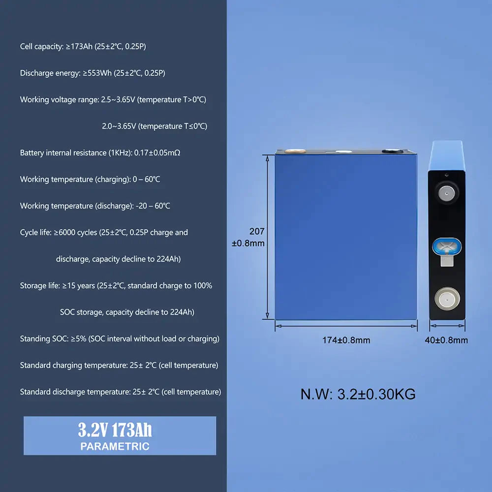 CATL Lifepo4 3.2V 173Ah Grade A Battery 6000+Cycle life Original Rechargeable Cells For DIY 12V 24V 36V 48V Solar RV EV