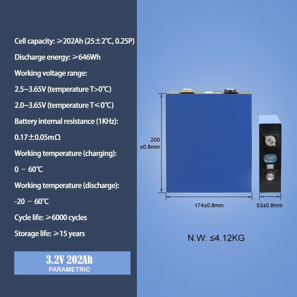 3.2V CATL 200-202Ah Grade A Lifepo4 Battery  6000+ Cycle Life Rechargeable Cells For Solar Energy Storage RV EV