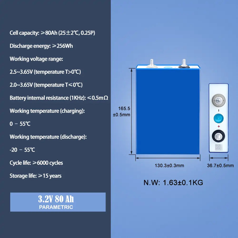 EVE-3.2V 80Ah 4PCS Lifepo4 Battery Cells 6000+Cycle life Rechargeable For Boat RV EV Solar System