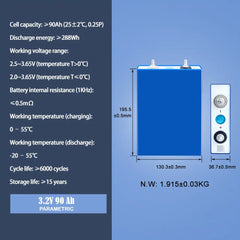 EVE 3.2V 90Ah 4PCS Lifepo4 Battery Cells 6000+Cycle life Rechargeable For DIY Solar Energy Storage Battery Pack for partable power station boat