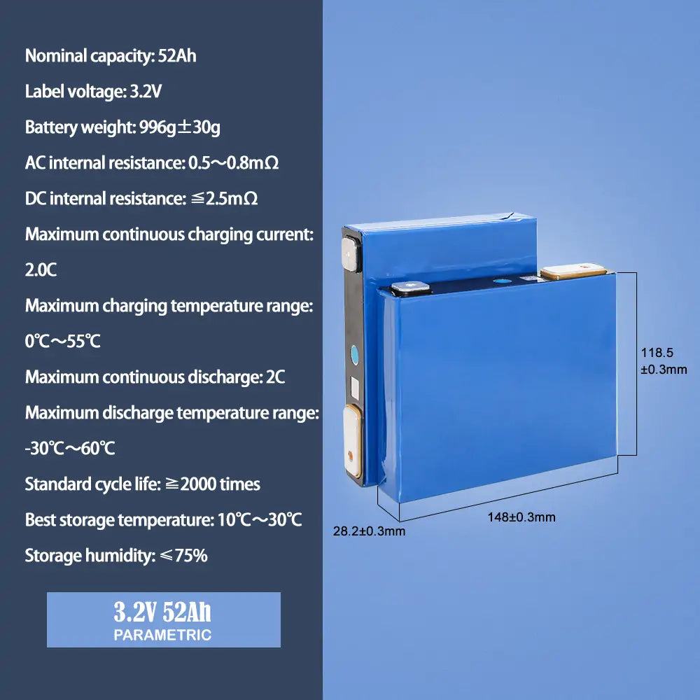 GOTION 3.2V 52A Lifepo4 Battery Brand New Grade A Cells For Solar Energy Storage RV EV Boat DIY 12V 24V 48V Battery