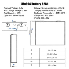 GOTION 3.2V 52A Lifepo4 Battery Brand New Grade A Cells For Solar Energy Storage RV EV Boat DIY 12V 24V 48V Battery